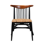 Load image into Gallery viewer, Baxton Studio Parthenia Mid-Century Modern Two-Tone Black And Walnut Brown Finished Mahogany Wood And Natural Rattan Dining Chair
