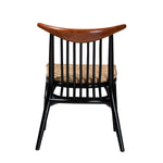 Load image into Gallery viewer, Baxton Studio Parthenia Mid-Century Modern Two-Tone Black And Walnut Brown Finished Mahogany Wood And Natural Rattan Dining Chair
