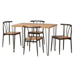 Load image into Gallery viewer, Baxton Studio Tilda Modern Industrial Natural Brown Finished Wood And Dark Bronze Metal 5-Piece Dining Set
