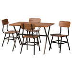 Load image into Gallery viewer, Baxton Studio Irwin Modern Industrial Walnut Brown Finished Wood And Black Metal 5-Piece Dining Set
