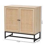 Load image into Gallery viewer, Baxton Studio Caterina Mid-Century Modern Transitional Natural Brown Finished Wood And Natural Rattan 2-Door Storage Cabinet
