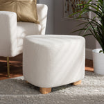 Load image into Gallery viewer, Baxton Studio Brielle Modern And Contemporary Ivory Boucle Upholstered And Natural Brown Finished Wood Ottoman
