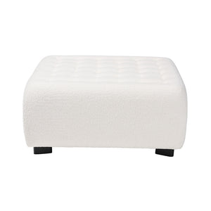 Baxton Studio Athena Modern And Contemporary Ivory Boucle Upholstered And Black Finished Wood Square Ottoman