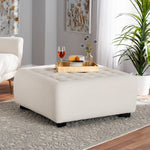 Load image into Gallery viewer, Baxton Studio Athena Modern And Contemporary Ivory Boucle Upholstered And Black Finished Wood Square Ottoman
