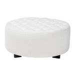 Load image into Gallery viewer, Baxton Studio Athena Modern And Contemporary Ivory Boucle Upholstered And Black Finished Wood Round Ottoman
