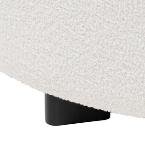 Baxton Studio Athena Modern And Contemporary Ivory Boucle Upholstered And Black Finished Wood Round Ottoman