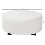 Load image into Gallery viewer, Baxton Studio Athena Modern And Contemporary Ivory Boucle Upholstered And Black Finished Wood Round Ottoman
