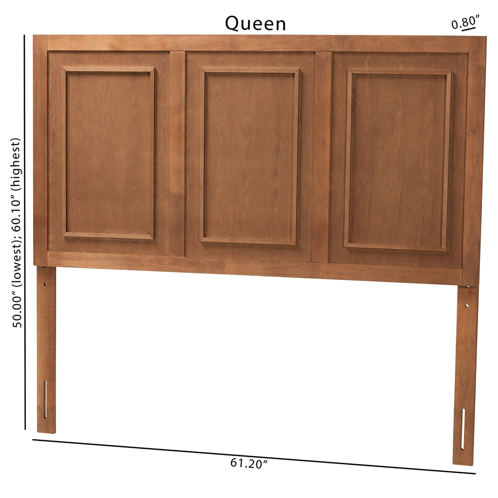 Baxton Studio Giordano Classic And Traditional Ash Walnut Finished Wood Queen Size Headboard