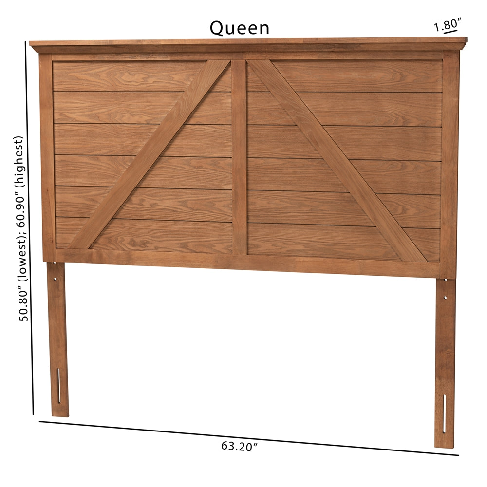 Baxton Studio Yorick Classic And Traditional Ash Walnut Finished Wood Queen Size Headboard