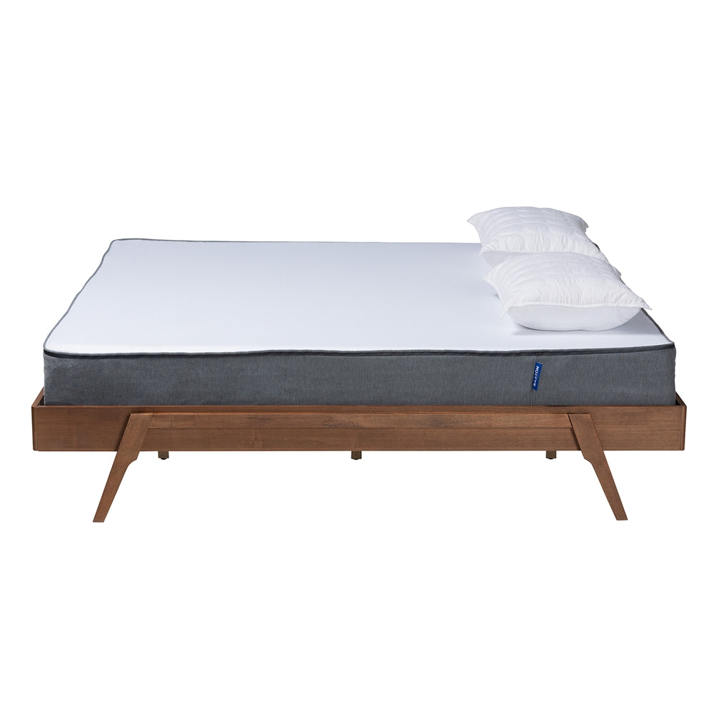 Baxton Studio Sarita Mid-Century Modern Ash Walnut Finished Wood Queen Size Bed Frame