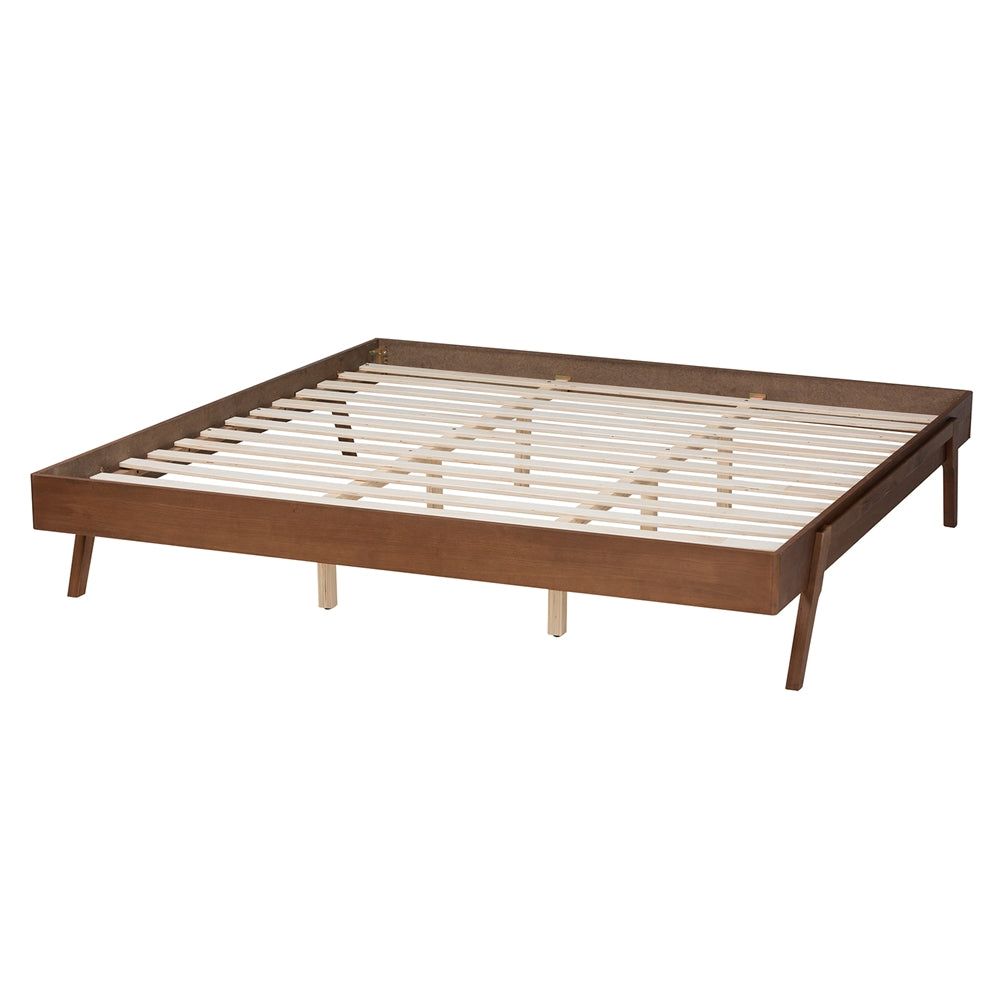 Baxton Studio Sarita Mid-Century Modern Ash Walnut Finished Wood King Size Bed Frame