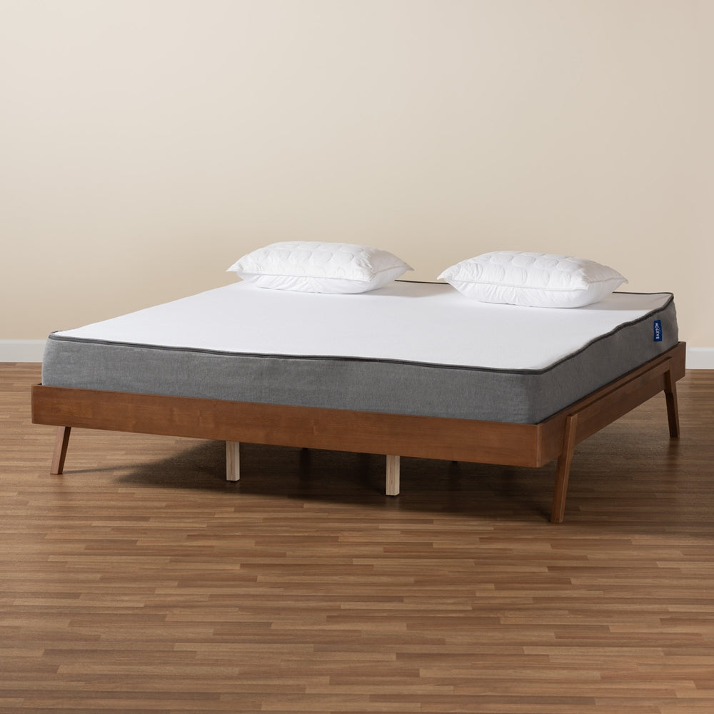 Baxton Studio Sarita Mid-Century Modern Ash Walnut Finished Wood King Size Bed Frame