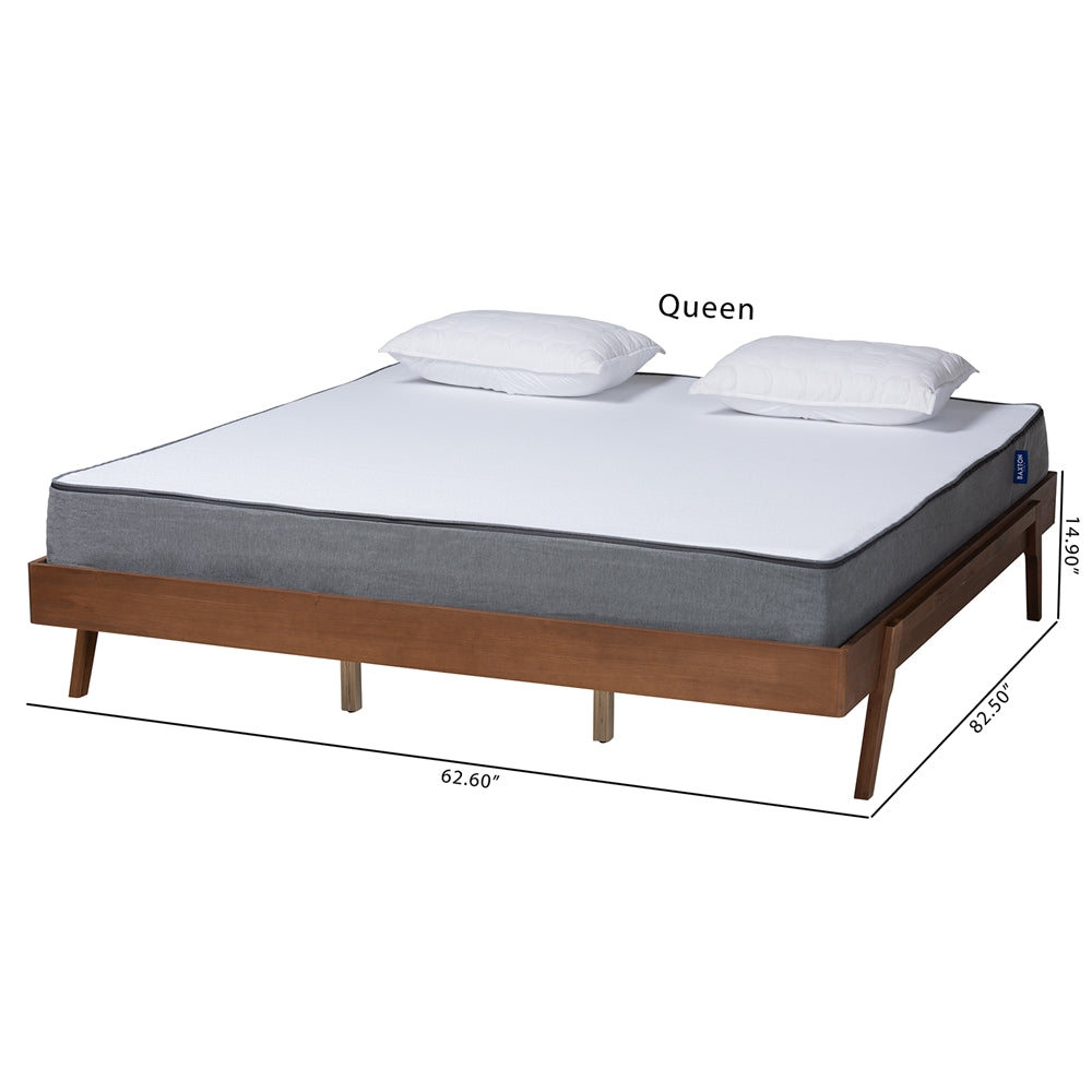 Baxton Studio Sarita Mid-Century Modern Ash Walnut Finished Wood Queen Size Bed Frame