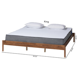 Baxton Studio Agatis Mid-Century Modern Ash Walnut Finished Wood King Size Bed Frame