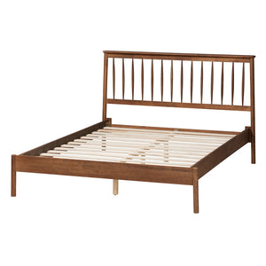 Baxton Studio Agatis Mid-Century Modern Walnut Brown Finished Wood Queen Size Bed