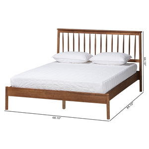 Baxton Studio Agatis Mid-Century Modern Walnut Brown Finished Wood Queen Size Bed