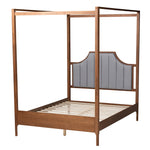 Load image into Gallery viewer, Baxton Studio Dakota Classic And Traditional Light Grey Fabric And Ash Walnut Finished Wood Queen Size Platform Canopy Bed
