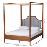 Load image into Gallery viewer, Baxton Studio Dakota Classic And Traditional Light Grey Fabric And Ash Walnut Finished Wood Queen Size Platform Canopy Bed
