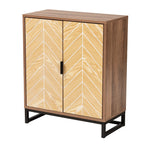 Load image into Gallery viewer, Baxton Studio Josephine Mid-Century Modern Transitional Two-Tone Walnut And Natural Brown Finished Wood And Black Metal 2-Door Storage Cabinet
