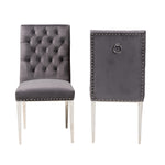 Load image into Gallery viewer, Baxton Studio Caspera Contemporary Glam And Luxe Grey Velvet Fabric And Silver Metal 2-Piece Dining Chair Set
