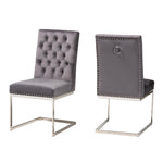 Load image into Gallery viewer, Baxton Studio Sherine Contemporary Glam And Luxe Grey Velvet Fabric And Silver Metal 2-Piece Dining Chair Set
