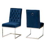 Load image into Gallery viewer, Baxton Studio Sherine Contemporary Glam And Luxe Navy Blue Velvet Fabric And Silver Metal 2-Piece Dining Chair Set
