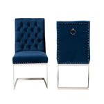 Load image into Gallery viewer, Baxton Studio Sherine Contemporary Glam And Luxe Navy Blue Velvet Fabric And Silver Metal 2-Piece Dining Chair Set
