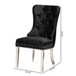 Load image into Gallery viewer, Baxton Studio Honora Contemporary Glam And Luxe Black Velvet Fabric And Silver Metal 2-Piece Dining Chair Set
