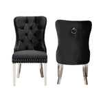 Load image into Gallery viewer, Baxton Studio Honora Contemporary Glam And Luxe Black Velvet Fabric And Silver Metal 2-Piece Dining Chair Set
