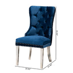 Load image into Gallery viewer, Baxton Studio Honora Contemporary Glam And Luxe Navy Blue Velvet Fabric And Silver Metal 2-Piece Dining Chair Set
