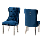 Load image into Gallery viewer, Baxton Studio Honora Contemporary Glam And Luxe Navy Blue Velvet Fabric And Silver Metal 2-Piece Dining Chair Set
