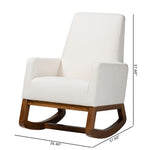 Load image into Gallery viewer, Baxton Studio Yashiya Mid-Century Modern Off-White Boucle Upholstered And Walnut Brown Finished Wood Rocking Chair
