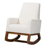 Load image into Gallery viewer, Baxton Studio Yashiya Mid-Century Modern Off-White Boucle Upholstered And Walnut Brown Finished Wood Rocking Chair
