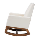 Load image into Gallery viewer, Baxton Studio Yashiya Mid-Century Modern Off-White Boucle Upholstered And Walnut Brown Finished Wood Rocking Chair
