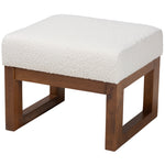 Load image into Gallery viewer, Baxton Studio Yashiya Mid-Century Modern Off-White Boucle Upholstered And Walnut Brown Finished Wood Ottoman Footstool
