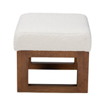 Load image into Gallery viewer, Baxton Studio Yashiya Mid-Century Modern Off-White Boucle Upholstered And Walnut Brown Finished Wood Ottoman Footstool
