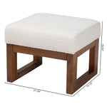 Load image into Gallery viewer, Baxton Studio Yashiya Mid-Century Modern Off-White Boucle Upholstered And Walnut Brown Finished Wood Ottoman Footstool
