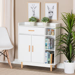 Load image into Gallery viewer, Baxton Studio Russell Mid-Century Modern Two-Tone White And Oak Brown Finished Wood 2-Door Sideboard
