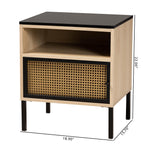 Load image into Gallery viewer, Baxton Studio Felton Mid-Century Modern Two-Tone Black And Gold Metal And Light Brown Finished Wood 1-Door End Table
