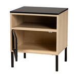 Load image into Gallery viewer, Baxton Studio Felton Mid-Century Modern Two-Tone Black And Gold Metal And Light Brown Finished Wood 1-Door End Table
