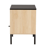 Load image into Gallery viewer, Baxton Studio Felton Mid-Century Modern Two-Tone Black And Gold Metal And Light Brown Finished Wood 1-Door End Table
