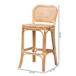 Load image into Gallery viewer, Baxton Studio Adrena Modern Bohemian Natural Brown Rattan Bar Stool
