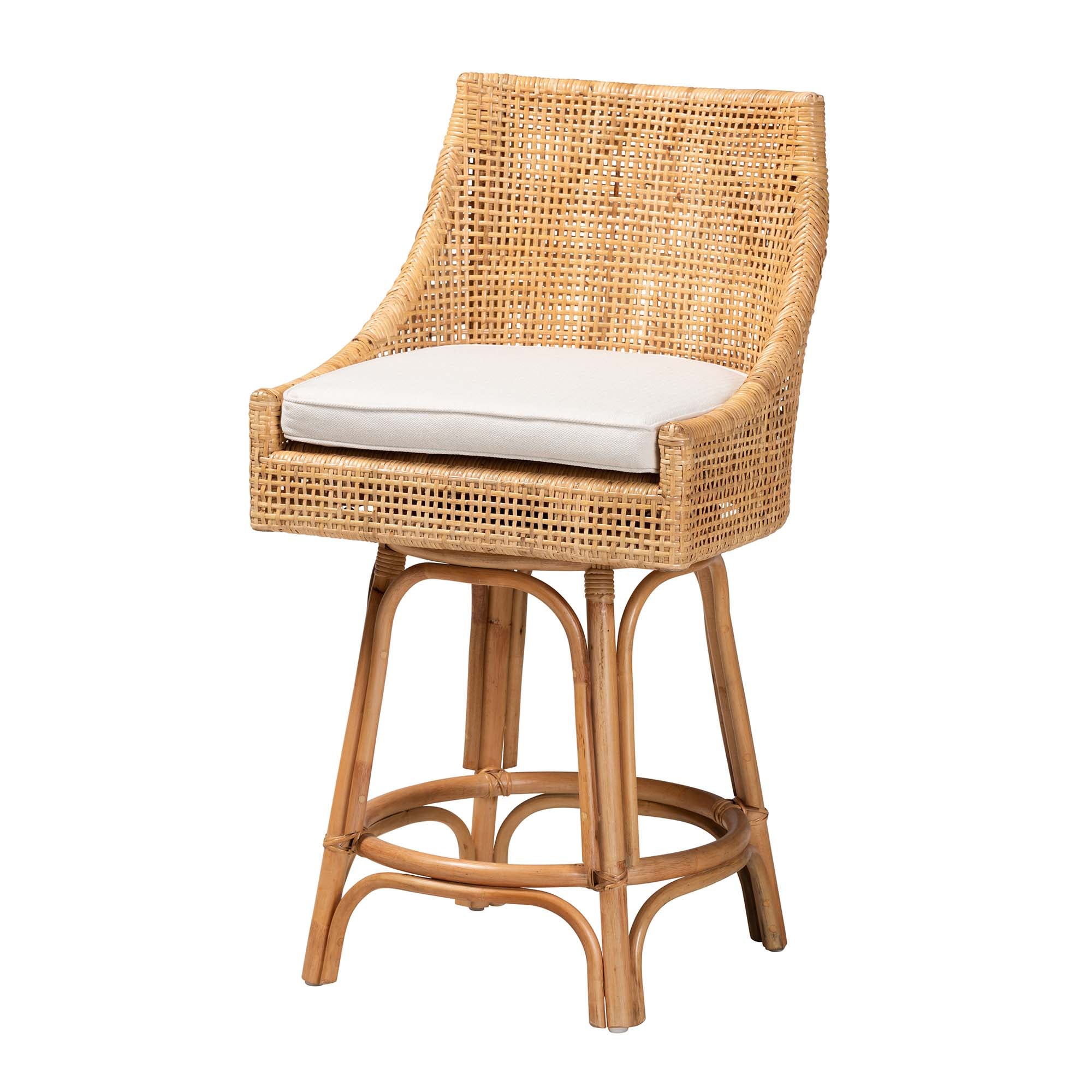 Baxton Studio Bella Modern Bohemian Natural Brown Rattan Counter Stool