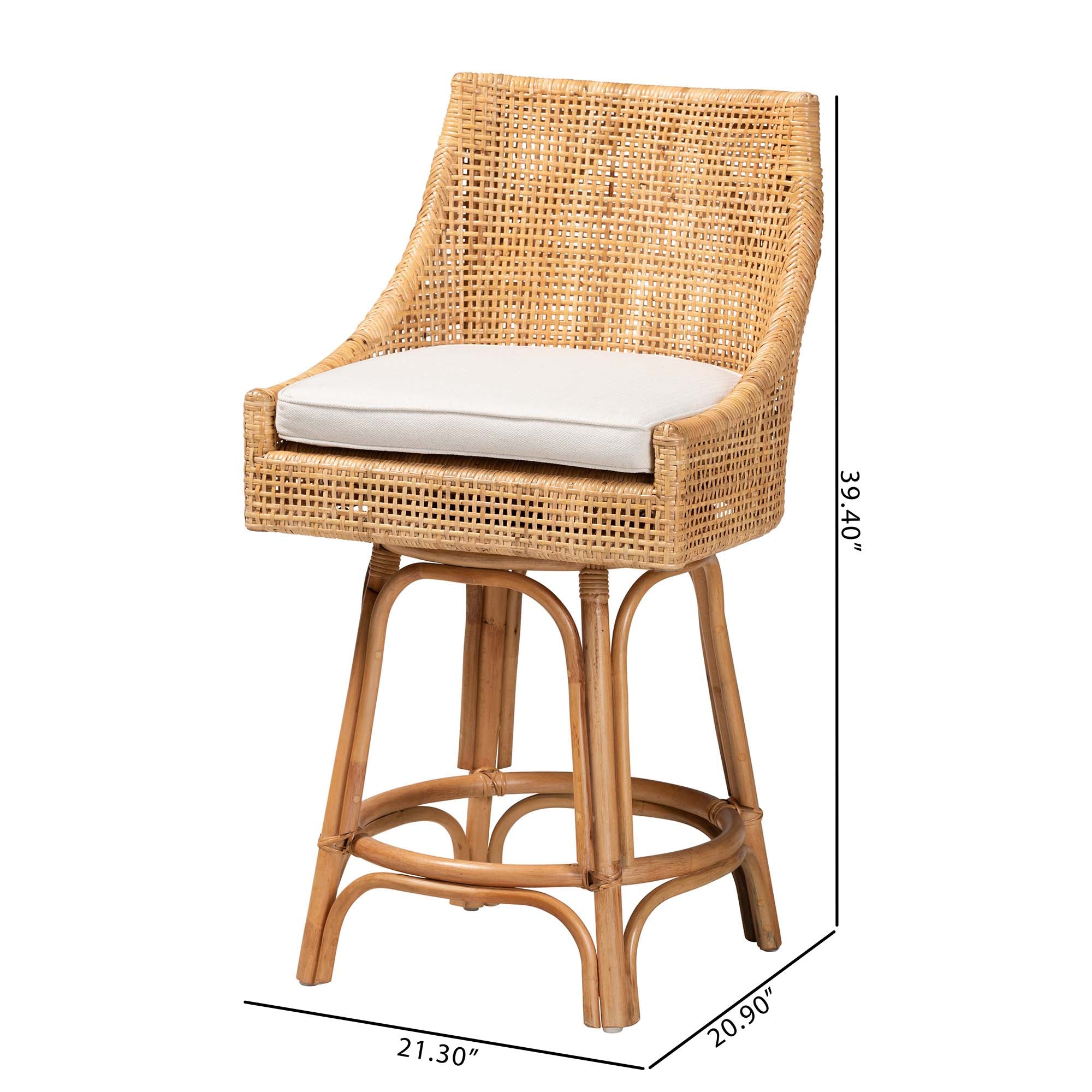 Baxton Studio Bella Modern Bohemian Natural Brown Rattan Counter Stool