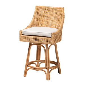 Baxton Studio Bella Modern Bohemian Natural Brown Rattan Counter Stool