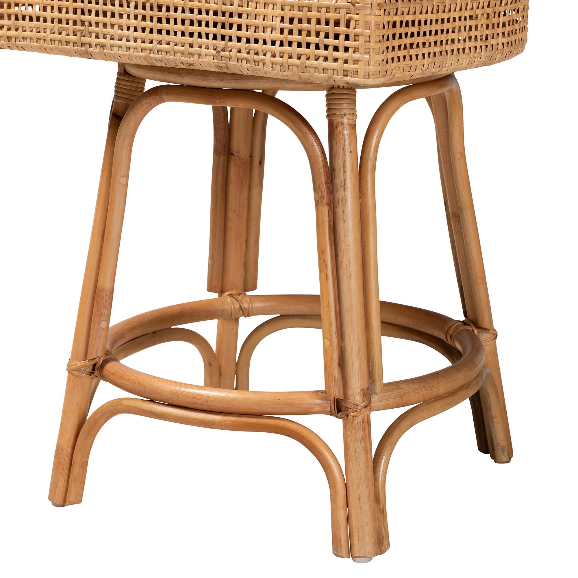 Baxton Studio Bella Modern Bohemian Natural Brown Rattan Counter Stool