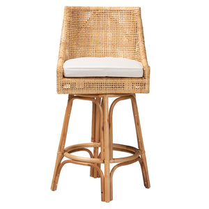 Baxton Studio Bella Modern Bohemian Natural Brown Rattan Bar Stool