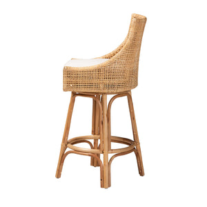 Baxton Studio Bella Modern Bohemian Natural Brown Rattan Bar Stool