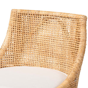 Baxton Studio Bella Modern Bohemian Natural Brown Rattan Bar Stool