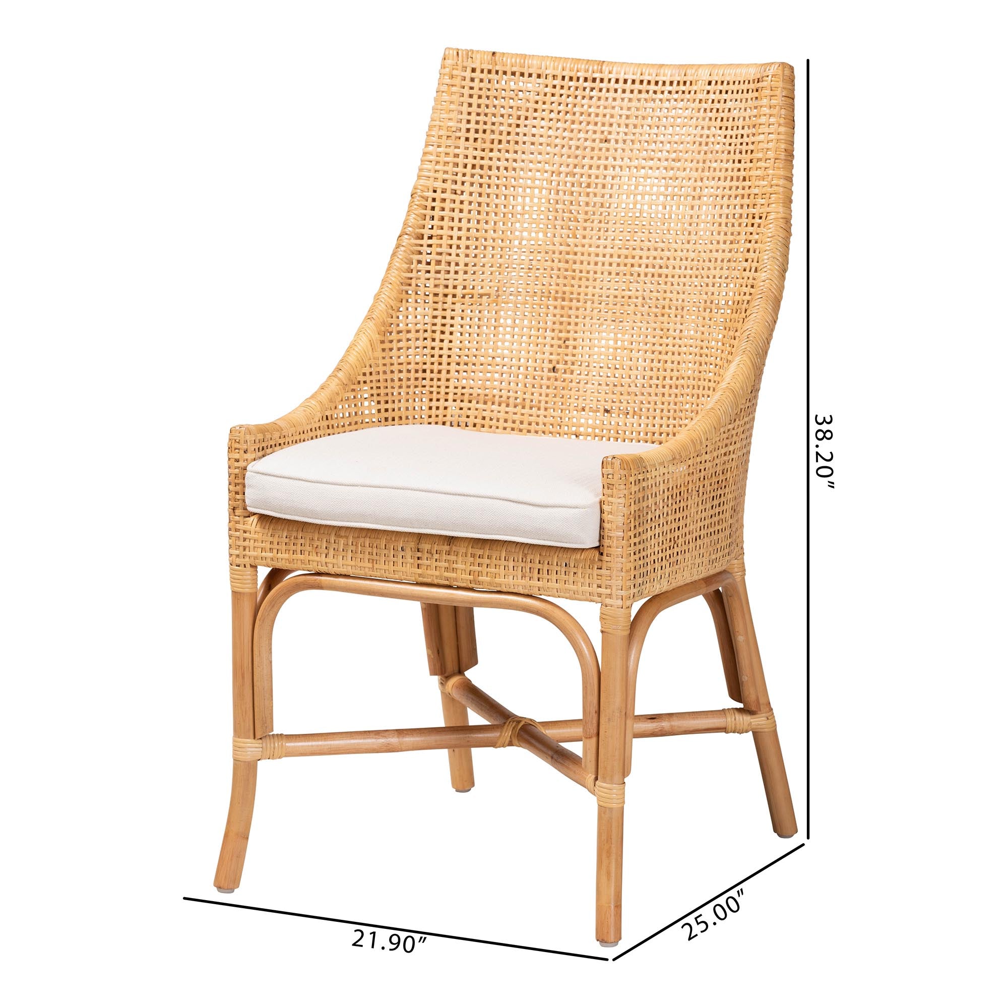 Baxton Studio Bella Modern Bohemian Natural Brown Rattan Dining Chair